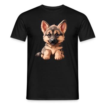 German Shepherd Puppy | German Shepherd puppy - Men's T-Shirt - black - Front - AI Model Male 178 light (178cm)