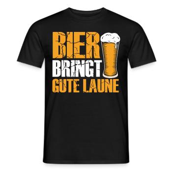 Bier bringt gute Laune, Humor, Spaß, Fun, Genuss, - Männer T-Shirt - Schwarz - Vorne - AI Model Male 178 light (178cm)