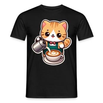 Chaton Barista - T-shirt homme - noir - Devant - AI Model Male 178 light (178cm)