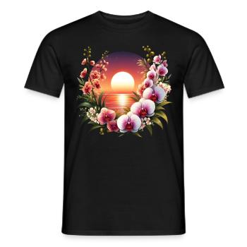 Orchid Sunset - Men's T-Shirt - black - Front - AI Model Male 178 light (178cm)