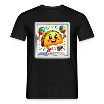 Tanzender Taco mit Maracas Lustiges Design - Männer T-Shirt - Schwarz - Vorne - AI Model Male 178 light (178cm)