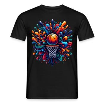 Basketball coloré Tie Dye Couleur Splash Hoop Net - T-shirt homme - noir - Devant - AI Model Male 178 light (178cm)