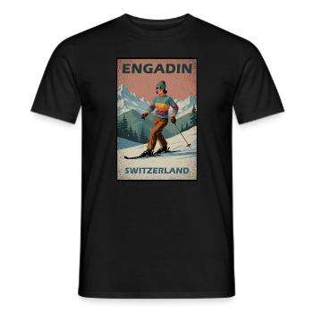 Engadin Skifahren Alpen - Männer T-Shirt - Schwarz - Vorne - AI Model Male 178 light (178cm)