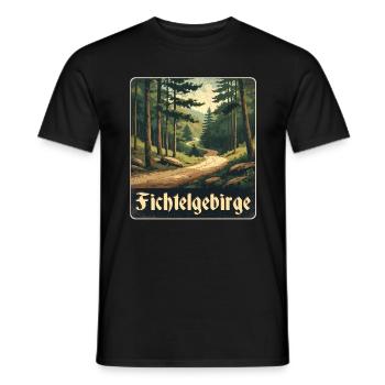Fichtelgebirge Waldweg - Männer T-Shirt - Schwarz - Vorne - AI Model Male 178 light (178cm)