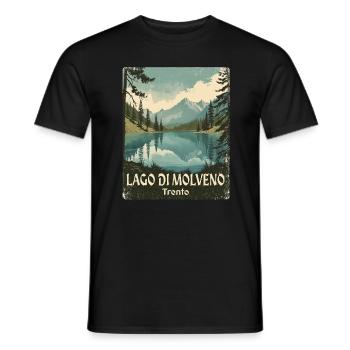 Lac de montagne rétro de Molveno - T-shirt homme - noir - Devant - AI Model Male 178 light (178cm)