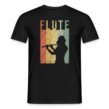 Flute transverse flute retro gift vintage music - Men's T-Shirt - black - Front - AI Model Male 178 light (178cm)