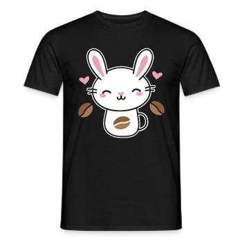 Coffee Caffeine Bunny Rabbit Coffee Bean Gift - Men's T-Shirt - black - Front - AI Model Male 178 light (178cm)