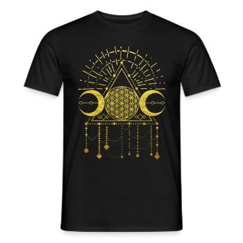 Flower of life shaman geometry icon gold - Men's T-Shirt - black - Front - AI Model Male 178 light (178cm)