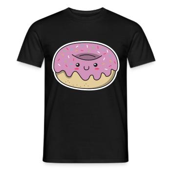 Donut kawaii cadeau glaçage visage mignon - T-shirt homme - noir - Devant - AI Model Male 178 light (178cm)