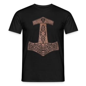 Hammer von Thor Mjölnir Kupfer Wikinger Geschenk - Männer T-Shirt - Schwarz - Vorne - AI Model Male 178 light (178cm)