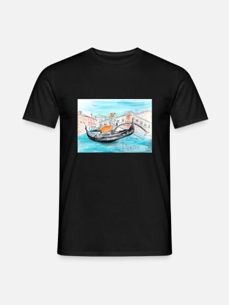 Renard à Venise comme gondolier - T-shirt homme - noir