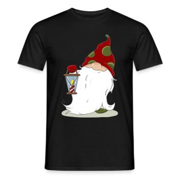 Christmas Nordic Elf Elves Dwarf Lantern - Men's T-Shirt - black - Front - AI Model Male 178 light (178cm)