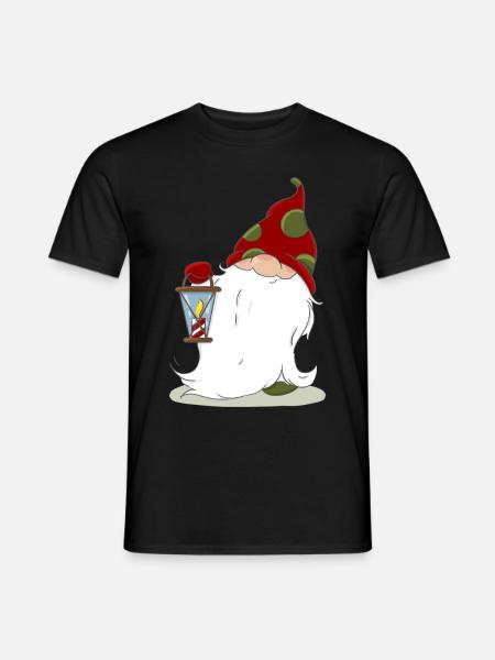 Weihnachten nordische Elf Wichtel Zwerg Laterne - Männer T-Shirt - Schwarz