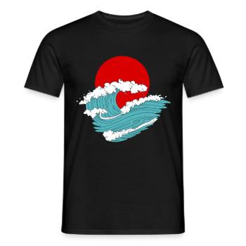 Japanische Welle Asiatische retro Tattoo Kunst - Männer T-Shirt - Schwarz - Vorne - AI Model Male 178 light (178cm)