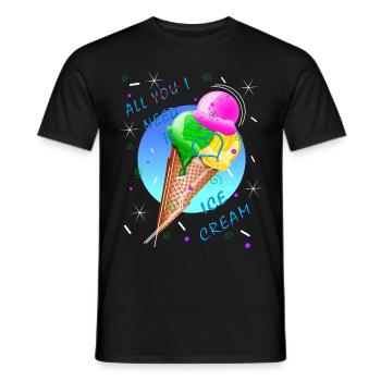 Eis Eiscreme Eissorten Eismaschine Vanilleeis - Männer T-Shirt - Schwarz - Vorne - AI Model Male 178 light (178cm)