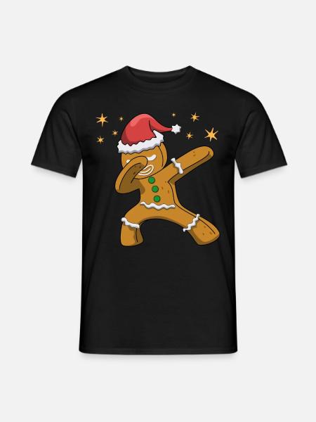 Weihnachten - Dabbing Lebkuchenmann Kinder - Männer T-Shirt - Schwarz