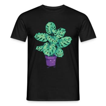 Pflanzen Topfpflanze Monstera Cartoon Zeichnung - Männer T-Shirt - Schwarz - Vorne - AI Model Male 178 light (178cm)