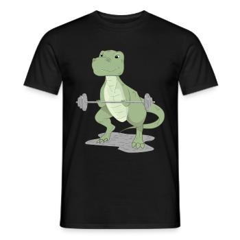 Funny Dinosaur Muscle Training Strength Training - Men's T-Shirt - black - Front - AI Model Male 178 light (178cm)