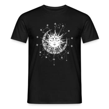 Symbole du soleil avec des étoiles occultes spirituelles de la lune - T-shirt homme - noir - Devant - AI Model Male 178 light (178cm)