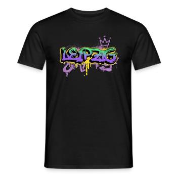 Leipzig Germany City Graffiti Sprayer Skater - Men's T-Shirt - black - Front - AI Model Male 178 light (178cm)
