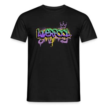 Liverpool Angleterre UK City Graffiti Spray Sprayer - T-shirt homme - noir - Devant - AI Model Male 178 light (178cm)