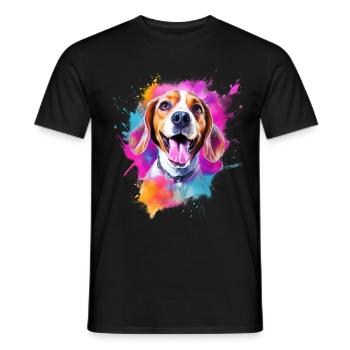 Beagle mit Sonnenbrille - Männer T-Shirt - Schwarz - Vorne - AI Model Male 178 light (178cm)