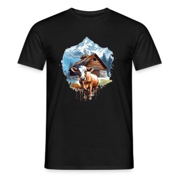 Zermatt, Matterhorn, mountain, chalet, cow - Men's T-Shirt - black - Front - AI Model Male 178 light (178cm)