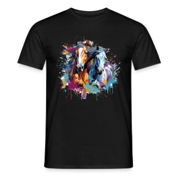 Horses, horses - Men's T-Shirt - black - Front - AI Model Male 178 light (178cm)