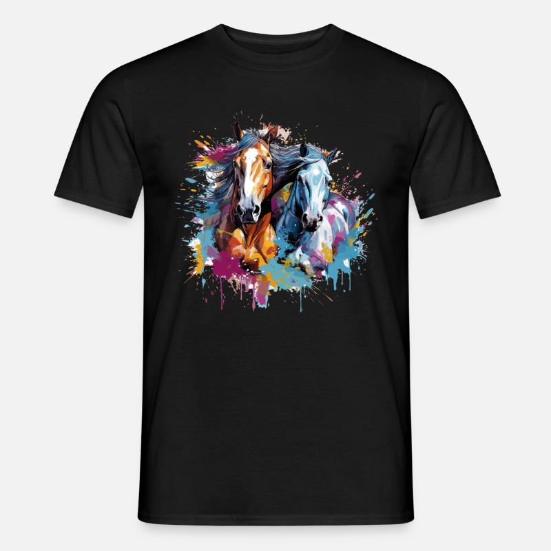 Heste, heste - T-shirt herr - svart