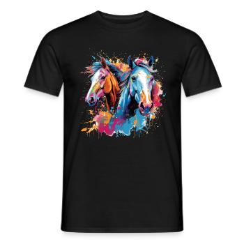 Horses, horses - Men's T-Shirt - black - Front - AI Model Male 178 light (178cm)