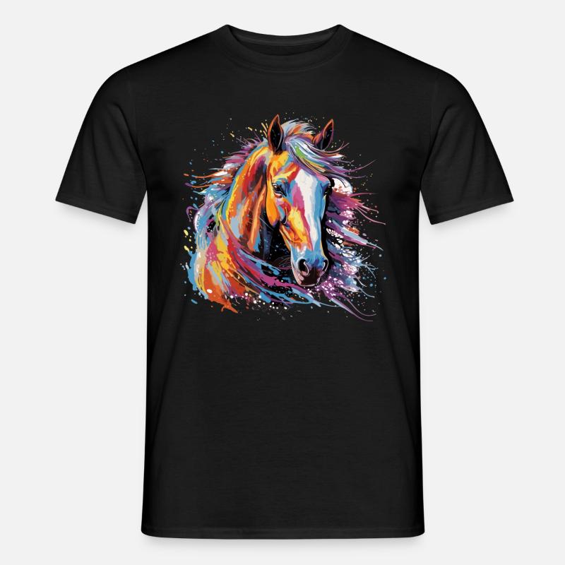 Pferd, Pferd - Männer T-Shirt - Schwarz