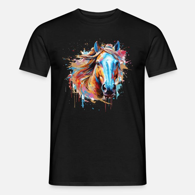 Pferd, Pferd - Männer T-Shirt - Schwarz