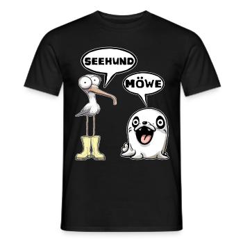 seehund möwe - Männer T-Shirt - Schwarz - Vorne - AI Model Male 178 light (178cm)