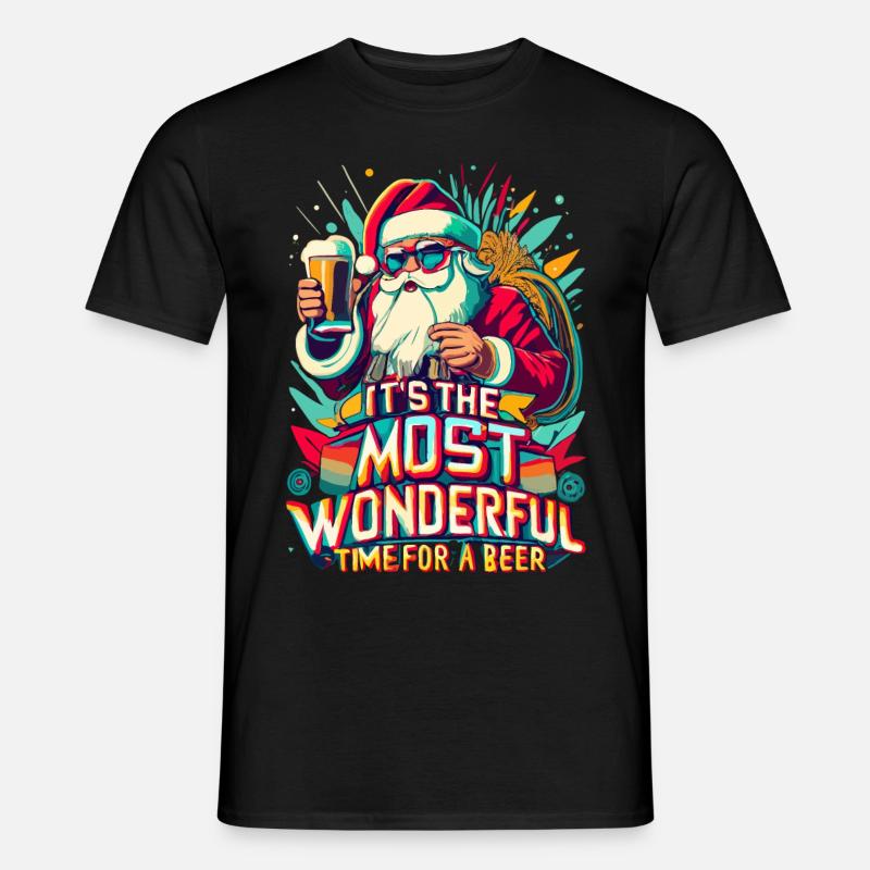 Weihnachtsmann- Bierliebhaber Geschenkidee - Männer T-Shirt - Schwarz