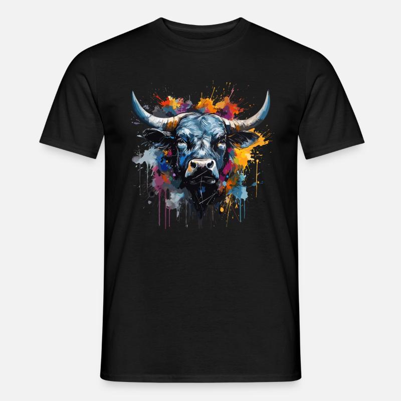Kampfkuh, Schweizer Walliser Herdenskuh - Männer T-Shirt - Schwarz