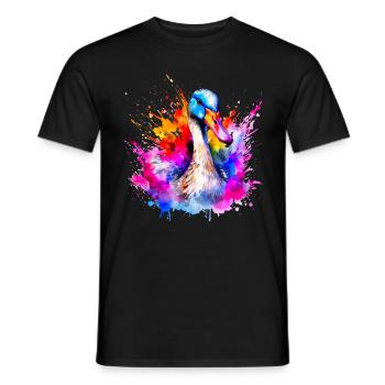 oie en couleurs , oiseaux - T-shirt homme - noir - Devant - AI Model Male 178 light (178cm)
