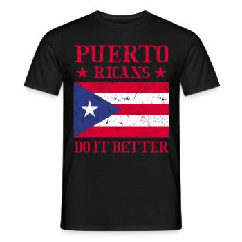 Puerto Rico Flagge | Puerto Ricaner Geschenkideen - Männer T-Shirt - Schwarz - Vorne - AI Model Male 178 light (178cm)