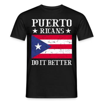 Puerto Rico Flagge | Puerto Ricaner Geschenkideen - Männer T-Shirt - Schwarz - Vorne - AI Model Male 178 light (178cm)