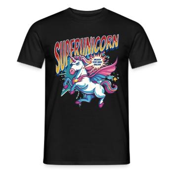 Unicorn Superhero Superpowers Supernatural Comic - Men's T-Shirt - black - Front - AI Model Male 178 light (178cm)