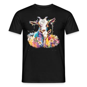Ziege mit ihrem Kalb - Männer T-Shirt - Schwarz - Vorne - AI Model Male 178 light (178cm)