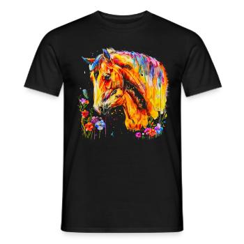Horse with his foal - Men's T-Shirt - black - Front - AI Model Male 178 light (178cm)