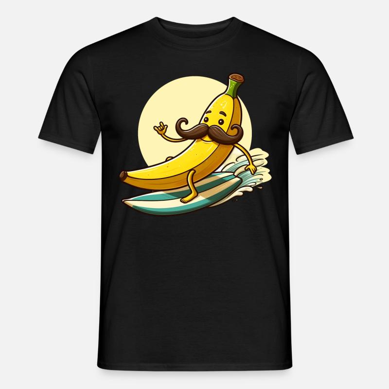 Banane Surft mit Schnurrbart - Männer T-Shirt - Schwarz
