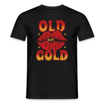 Vieux mais doré avec des lèvres rouges à bouche de baiser - T-shirt homme - noir - Devant - AI Model Male 178 light (178cm)