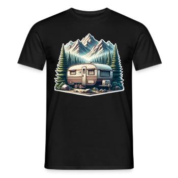 Camping Wohnwagen - Männer T-Shirt - Schwarz - Vorne - AI Model Male 178 light (178cm)