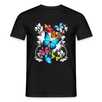 Butterfly Colorful Colorful Beautiful Art Nature - Men's T-Shirt - black - Front - AI Model Male 178 light (178cm)