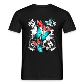 Butterfly Colorful Colorful Beautiful Art Nature - Men's T-Shirt - black - Front - AI Model Male 178 light (178cm)