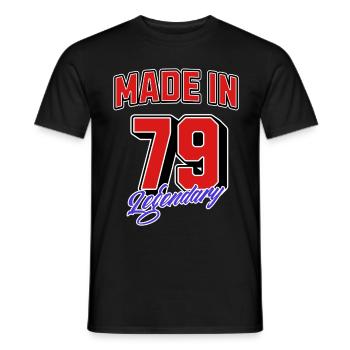 Made in 79 – Design vintage d’anniversaire légendaire - T-shirt homme - noir - Devant - AI Model Male 178 light (178cm)