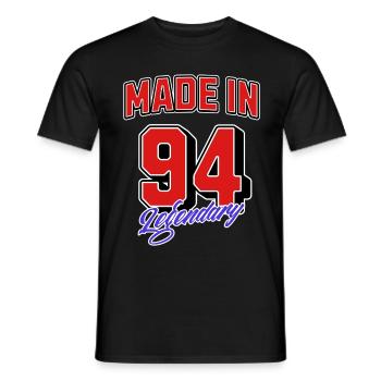 Made in 94 – Design vintage d’anniversaire légendaire - T-shirt homme - noir - Devant - AI Model Male 178 light (178cm)