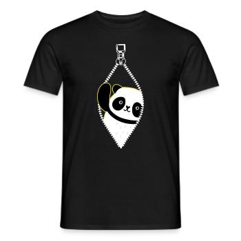 Panda aus dem Reißverschluss - Männer T-Shirt - Schwarz - Vorne - AI Model Male 178 light (178cm)