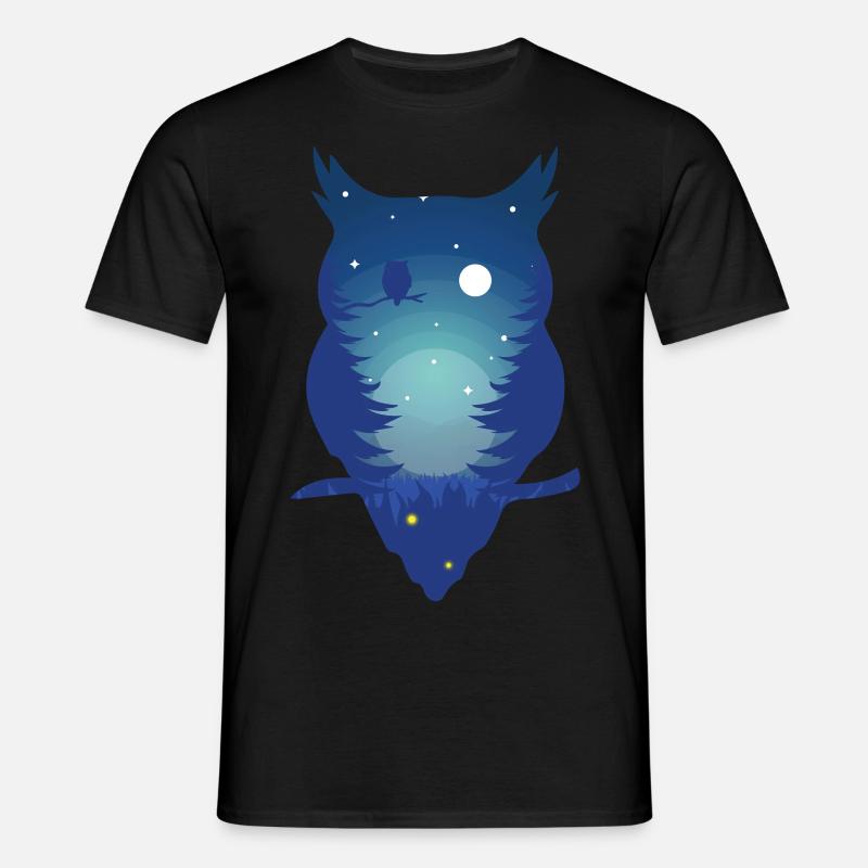 Blaue Eule - Männer T-Shirt - Schwarz